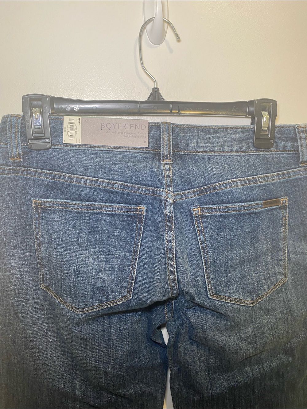 Jennifer Lopez Dark Blue Boyfriend Jeans with Faded Whiskering - Picture 4 of 4